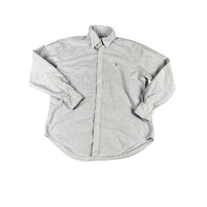 Ralph Lauren Sport Men's 10 Gray Oxford Long Sleeve Shirt Cotton Made Hong Kong